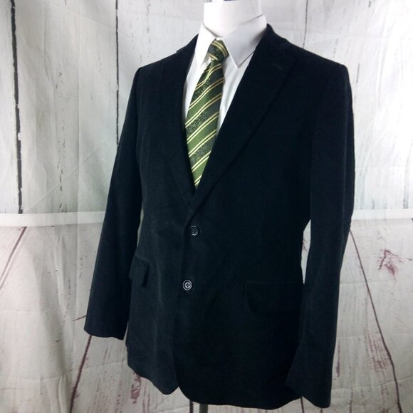 Stafford Tailored Culture Classic Fit 44R Black Corduroy Padded Elbow Sport Coat - Picture 5 of 11